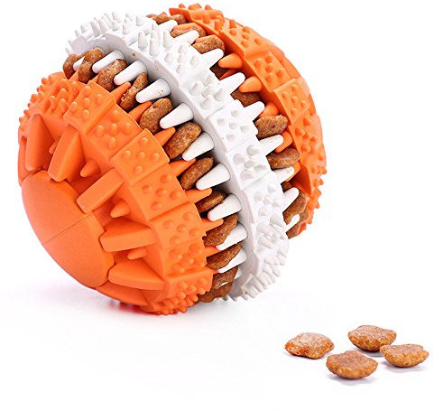 Hund Gummi Ball Kauspielzeug - Leckerli-Spender Bälle - Hund Zahn Reinigung Spielzeug Ball - IQ Training, Interaktive Spielzeuge für Hunde, geeignet für kleine Hunde, Mittelgroße Hunde