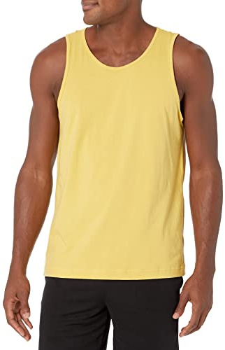Amazon Essentials Men's Linne normal passform, Gul, L