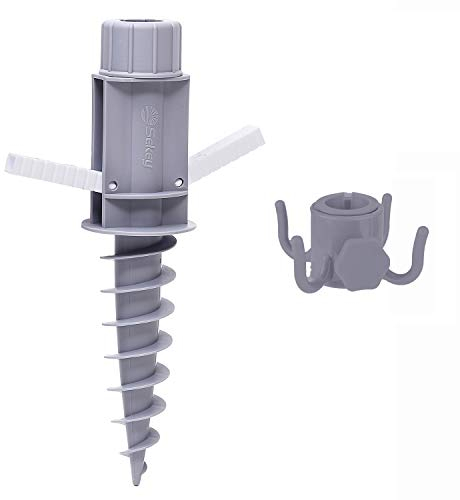 Sekey Support de Parasol pour Plage Sable ou Terre Pieds de Parasols, Pieds de Parasol de Plage à hélice à Visser dans Le Sable, Pied Parasol Sable (Gris)