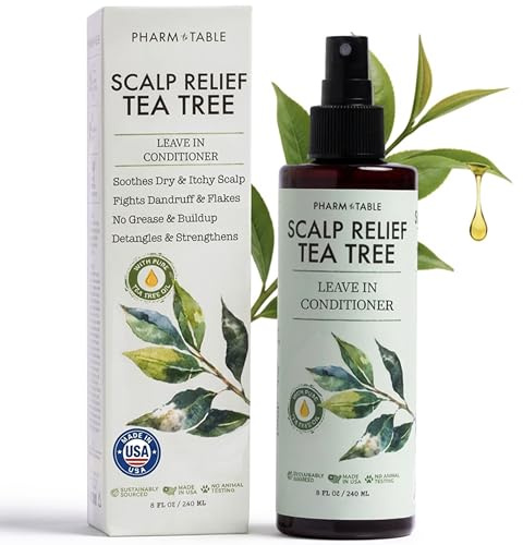 Leave In Conditioner Spray - Tea Tree Scalp Treatment - Anti-Dandruff and Dry & Itchy Scalp Treatment, Hydrating & Medicated Formula for Psoriasis and Scalp Care - Detangles & Nourishes Hair.