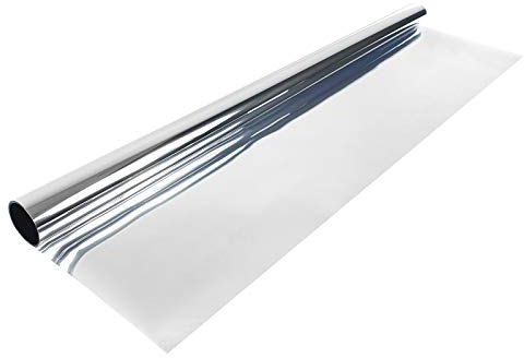 Spiegelfolie Fenster 50x300 cm | Sichtschutz Folie selbstklebend für Innenbereich | Sonnenschutzfolie reduziert Hitze & UV | Fensterfolie modern & funktional | Spiegel Silber
