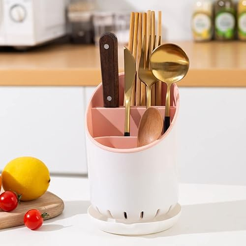 abtropfgestell besteck messerblock besteckhalter messerblock schublade besteckabtropfkorb besteckhalter mit abtropfvorrichtung besteck abtropfbehälter mit messerblock (Rosa)