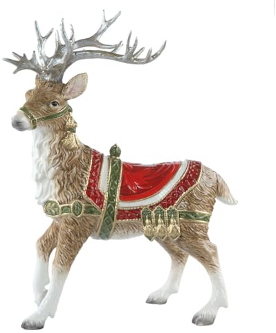 Figurine de Renne avec Bois argenté – Fitz & Floyd Xmas