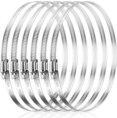 Caianwin 6 Stück 194-216mm Schlauchschellen Groß Edelstahl Rohrschellen Einstellbare Schellen für Abluftschlauch, Trocknerbelüftungen, Schläuchen,Rohren