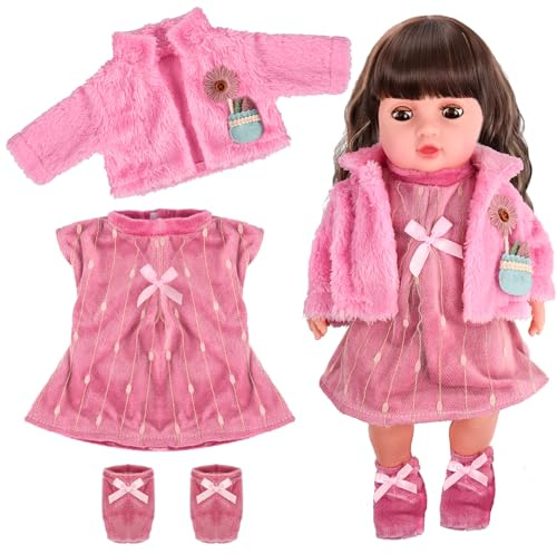 Ropa para Muñecas, Ropa para Muñecas Bebés, Ropa de Muñecas Reborn, Apto para Muñecas de 35 a 45 cm, Abrigo, Vestido y Calcetines