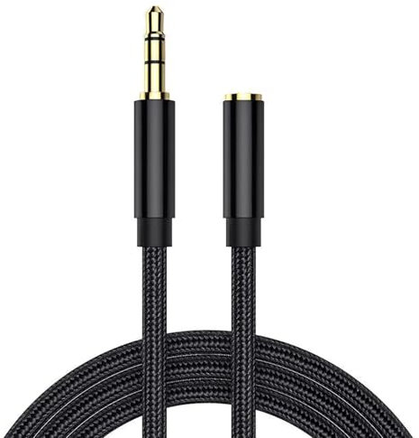 Headphone Extension Cable Stereo, 3.5mm 5m/16.4ft Nylon Braided Aux Lead Mini Jack Male to Female Audio Lead Extension Cable Earphone Cord for Laptop PC Tablet Headset Speaker Smartphone Media Players
