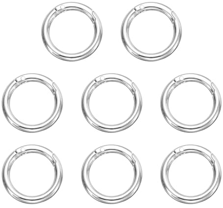 QUARKZMAN 8pcs Anillo de Resorte, 34x25mm O Ring Llavero Mosquetón Clip Hebilla Redonda Cierre de Metal Aleación Broche Accesorio para Senderismo Manualidades DIY Bolsa Decoración, Plateado