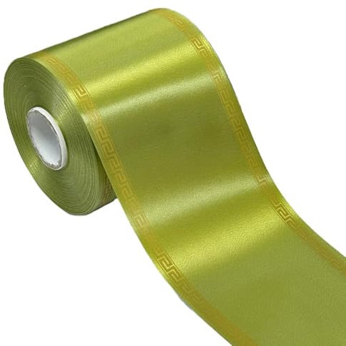 Nastro FUNEBRE bobina da 50 metri | VARI COLORI | con Greca Oro 10 cm x 50 metri nastro da lutto decorativo ideale per cofani e corone (Verde Muschio)