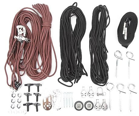 Gearwell Ceiling Pulley System, Overhead Hoist Lift Compatible With Jeep 7803 Cargo Box, Garage Hanging Rack For Boats And Pickup Trucks, 45–145lbs 10ft Ceiling Storage Lift