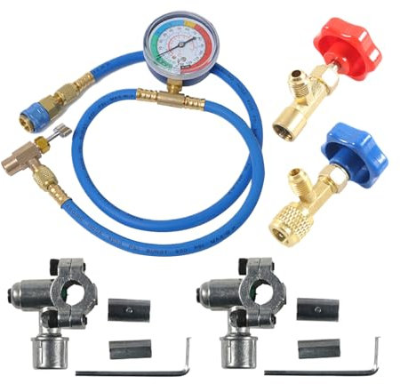 Kit de recarga para aire acondicionado automático – Kit de recarga de aire acondicionado para coche, suministros para diagnóstico, mantenimiento y reparación sistemas de aire acondicionado camiones