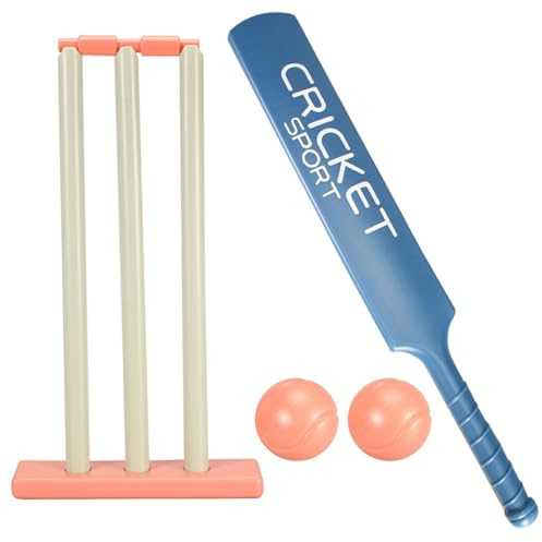 Pesoncarl Juego de Cricket para niños, Kit de Cricket con Bate de Abdominales, tocones, 2 Bolas Juego de interacción Infantil para Padres para Equipos caseros de jardín para niños de 3 años, Deportes