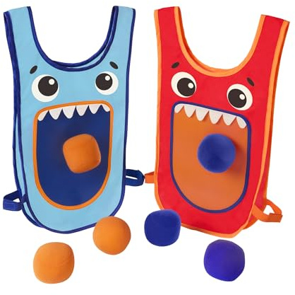 B. toys Preschool Game – Dodgeball Set – Toss, Catch & Tag 2 Vests & 6 Balls – 3 Years + – MonsterTag, flerfärgad BX2479Z