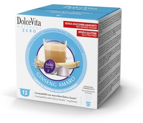 DOLCE VITA 60 Capsule Dolce Gusto GINSENG AMARO Senza Saccarosio Compatibili con macchine Nescafe Dolce - 5 Astucci da 12 -
