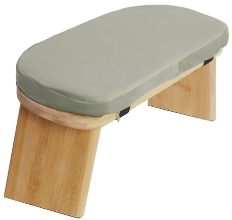 YNAADYH meditationsbänk – meditationspall, yoga meditationsstol, 44 x 19 x 21 cm vikbar & ergonomisk meditationspall knä meditationsbänk (grå)