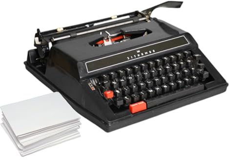 Macchina Da Scrivere Vintage Macchina Da Scrivere Manuale Classica, Typewriter Vintage Senza Batteria, Struttura Robusta Con Etui Originale per Studio Creativo(Black)