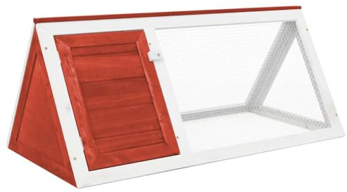 QUAHEAS Establo para animales pequeños de madera de abeto lacada con rejilla de alambre, resistente a la intemperie, 98 x 50 x 41 cm, ideal como casa de conejos, recinto para roedores, refugio para
