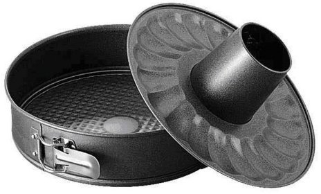 Euronovità EN-86979 Stampo per Dolci 2 Fondi Tortiera con Corniera, Alluminio Pressofuso, Nero, 28x28x7 cm