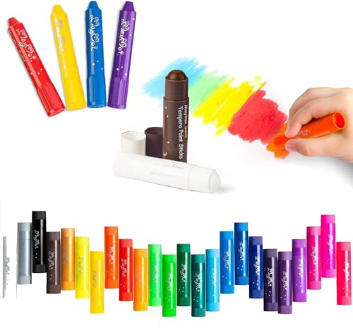 MayMoi Tempera Paint Sticks - 24 Bright Colors, Quick Drying, Easy to Color and Washable Crayons for Teens and Students