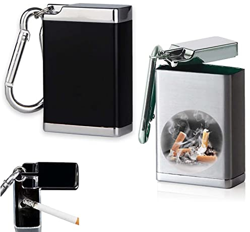 2 Pezzi Posacenere Portatile, Portacenere per Sigarette Tascabile in Metallo, Portacenere Tascabile Portatile, Mini Posacenere per Sigarette, per Attività All'aperto in Viaggio