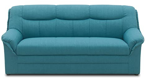 DOMO. collection Sofa Berlin, klassisches 3er Sofa, Polstergarnitur mit hochwertigem Federkern, 3 Sitzer 178 x 90 x 89 cm (BxTxH), blau