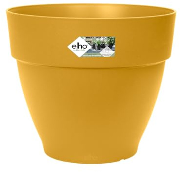 elho Vibia Campana Round 20 - Plant Pot for Outdoor - 100% Recycled Plastic - Ø 19.5 x H 16.8 cm - Yellow/Honey Yellow