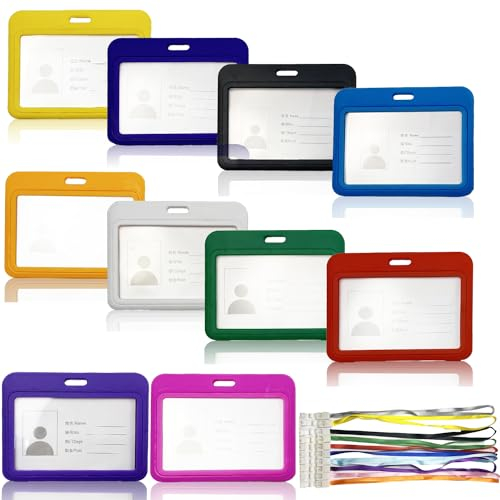 10 pcs Ausweishülle Ausweishalter, Kartenhülle mit Band, Ausweishülle aus Hartplastik ID Abzeichen Halter Ausweishülle, für Geschäftsereignisse, Ausstellungen, Büro, Ausweishülle