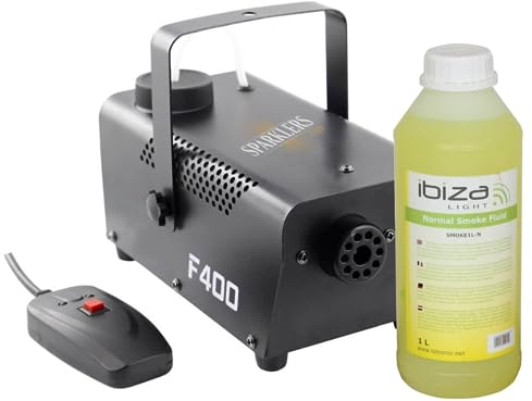 Máquina de humo, potencia de 400 vatios, muy buen rendimiento, tiempo de calentamiento rápido, depósito de 0,3 litros, fácil de transportar, ideal para DJ móvil, fiestas privadas