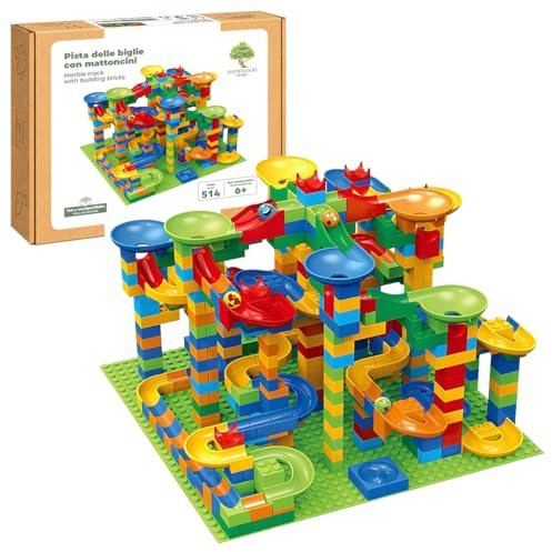 Pista delle biglie di mattoncini composta da 514 elementi, per bambini da 6 anni