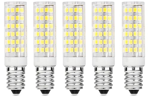 HUAMu Lampadina LED E14 da 7 W (equivalente alogena da 70 W), 700 lm, bianco freddo (6000 K), CA 220 – 230 V, non dimmerabile, vite Edison piccola SES per frigorifero/cappa/illuminazione domestica, 5