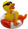 MIJOMA Pato de baño con chirrido | Bonitos patos flotantes para niños y adultos | Material de alta calidad y duradero | aprox. 10 cm (piscina con anillo de flotación)