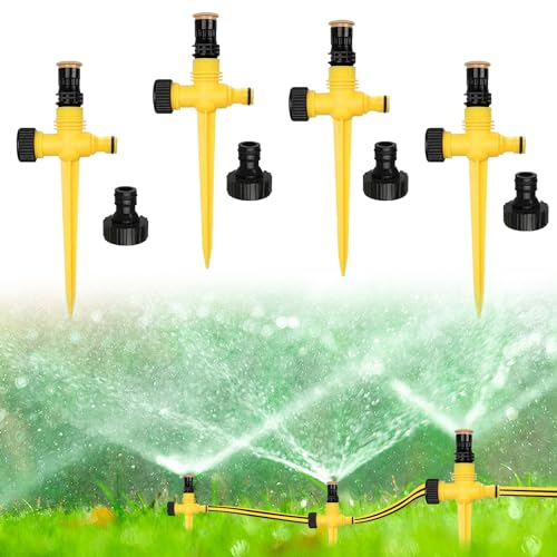 Arroseur de Jardin, 4 Pièces Arroseur Automatique 360° Rotatif, Arroseur de Pelouse, Pelouse Réglable Pulvérisateur d'eau, Arrosage Automatique pour Jardin, Pelouse, légumes