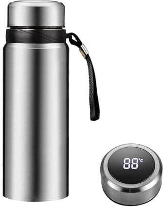 Botella de agua inteligente de 1,4 l con pantalla digital de temperatura para café, té, café, taza térmica LED de doble pared aislada al vacío, botella de acero