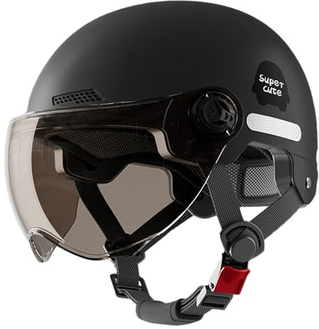 Casco de moto para hombre – Casco de moto para adulto de ABS protección solar para rostro abierto | Visera parasol para moto para adultos, cara abierta | medio casco para equitación, ciclismo,
