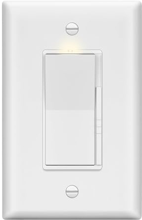 LIDER Dimmer Paddle Switch for Dimmable 300W LED/CFL Lights, 1-Pole or 3-Way, 120 V, Modern Upgrade, UL Listed, Wall Plate Included, White