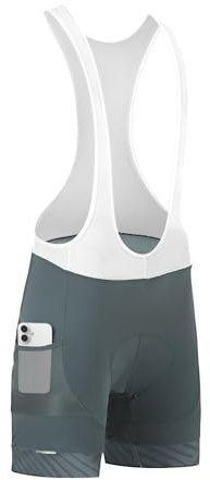 Santic Radlerhose Herren Trägerhose Fahrrad Herren kurz mit Sitzpolster Radlerhose gepolstert Grau EU 4XL