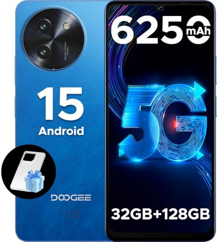 DOOGEE Note 59 5G Smartphone Android 15, 32GB+128GB/2TB TF Telefono, 6.75 HD+ 120Hz Cellulare, 6250mAh Batteria Cellulari, Octa-core Telefoni, 16MP+8MP/Widevine L1/NFC/Face ID/GPS/OTG, Blu