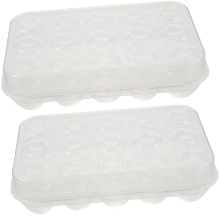 DOITOOL 2pièces Rack à Œufs pour Réfrigérateur avec Couvercle Boîte de Conservation pour Œufs Lot de Plateaux