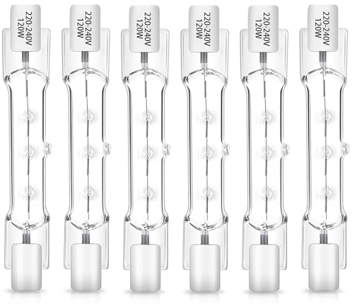 Confezione da 6 Lampadine Alogene Lineari R7s, 78 mm 80W Dimmabili, 230V, 1400 lm, Bianco Caldo 2700K, Lampadina di Sicurezza J78, Adatto per luci da Lavoro, luci di Sicurezza, Luci Paesaggistiche