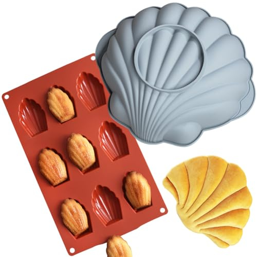 HGSHUO Silikonformen Madeleine Backform Kuchenform Silikon Form Muscheln Kuchenbackform Mousse Schokoladenformen Motivbackformen Gelee Dessert Soap Geburtstag Halloween Weihnachten Kuchen