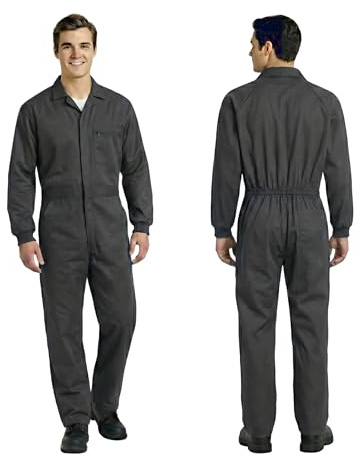 Buzo de Trabajo – Mono Industrial Multibolsillos | Tejido Resistente (65% Poliéster / 35% Algodón), Puños Elásticos y cierre Cremallera con Velcro | Ideal para Talleres, Industria (Gris oscuro, S)