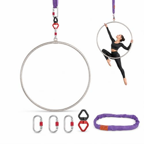 Lyra Hoop - Set di cerchi in acciaio inox da 95 cm, per principianti e professionisti, attrezzatura per yoga aereo, 300 kg