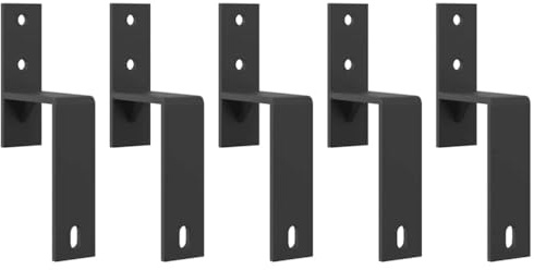 Ordellia Supports de dérivation pour portes de grange 5 pcs rails plats acier au carbone enduit de poudre robuste pour installation facile dans quincaillerie de porte de moucharabieh, poignée