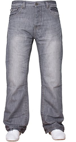 APT Mens Basic Blue Bootcut Wide Leg Flared Work Casual Jeans Big Sizes Grey 34 W X32