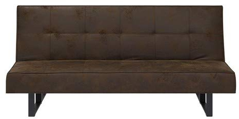 Beliani Canapé Convertible Clic Clack 3 Places en Cuir PU Marron Espace de Couchage Confortable et Design Moderne