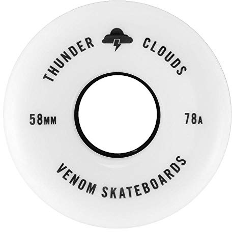Venom Skateboards Thunder Clouds V2 All Terrain Street Skateboard Wheels Soft Grippy 78a Longboard Cruiser Perfect for Rough Ground - 58mm