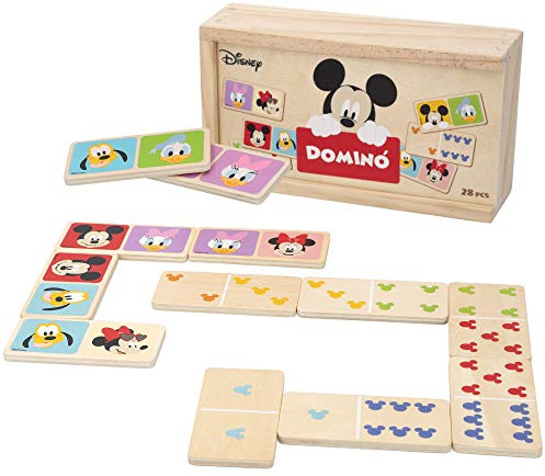 Disney – Domino in legno per bambini, gioco da tavolo per bambini 2 3 4 anni – Gioco di memoria Giochi giocattoli educativi bambini 2 anni – Gioco di stimolazione cognitiva Domino Topolino