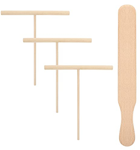 TOPBATHY 3pcs Wooden Crepe Spreader + 1Pcs Wooden Spatula Set Dough Spreader Spreader Tool for Kitchen Home Restaurant Food Stall Baking