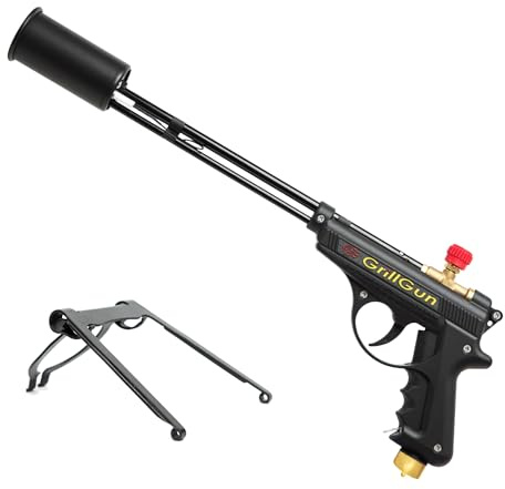 Grillblazer GrillGun Handheld Propane Charcoal Torch – 400,000+ BTU Flame Torch for Instant Charcoal Ignition, Outdoor Cooking, Firepits, Camping, BBQ – Portable High-Power Blowtorch With Stand