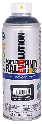 PINTY PLUS 95890 Pintura EN Spray Evolution Water-Based 520CC Gris Antracita, RAL 7016 Anthracite Grey, 65 mm