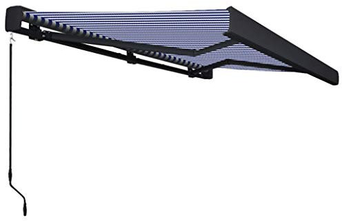 Gecheer Manuelle Einziehbare Kassetten-Markise Kassettenmarkise Markise Gelenkarmmarkise Klemmmarkise Mit Standard-Wandhalterungen,Pulverbeschichtetes Aluminium, Stoff mit PU-Beschichtung